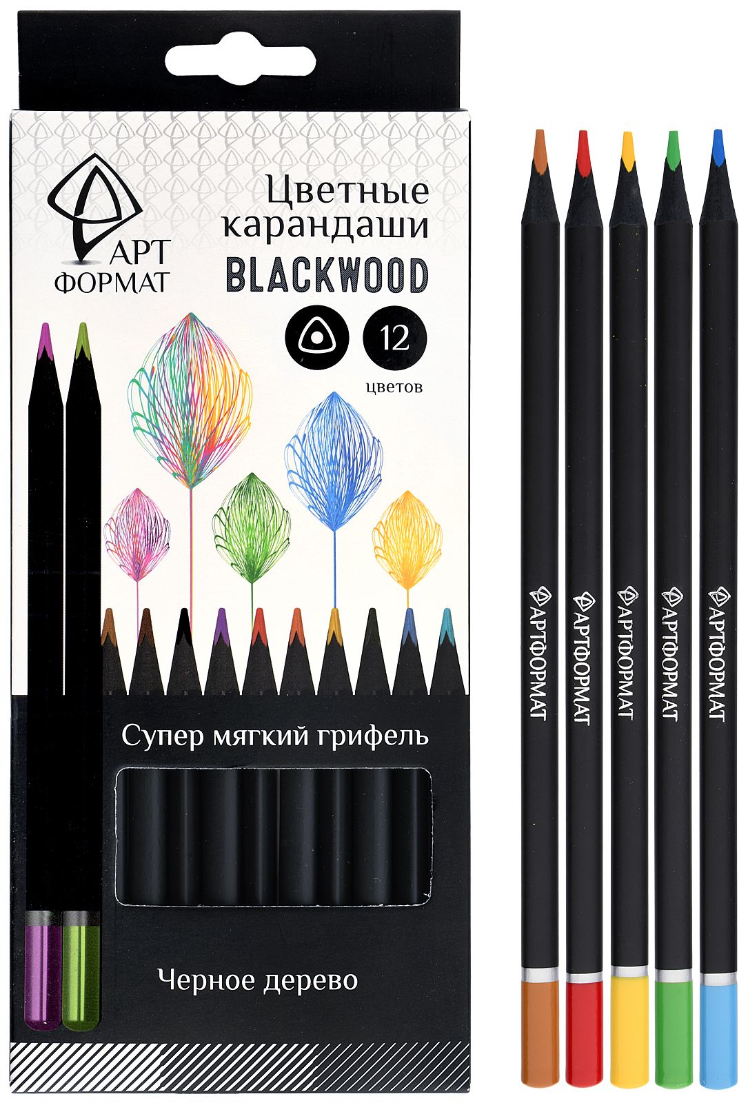 Карандаши 12цв цветные AF03-051-12 трехгранные Blackwood - Ульяновск 