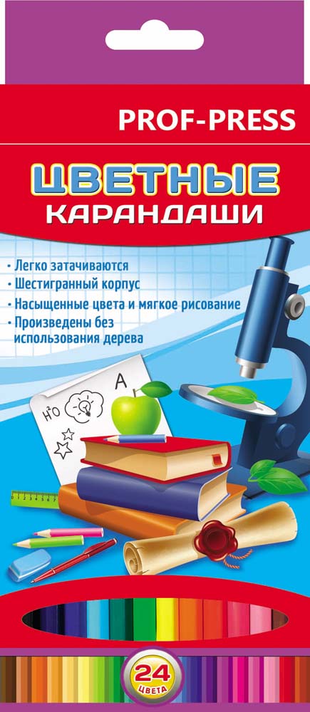 Карандаши К-7433 цветные 24цв Школьный мир Проф-Пресс - Омск 