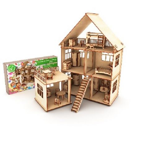 Сборная модель ТВУ-10-0033 "Кукольный домик с мебелью" 296 дет Долодом