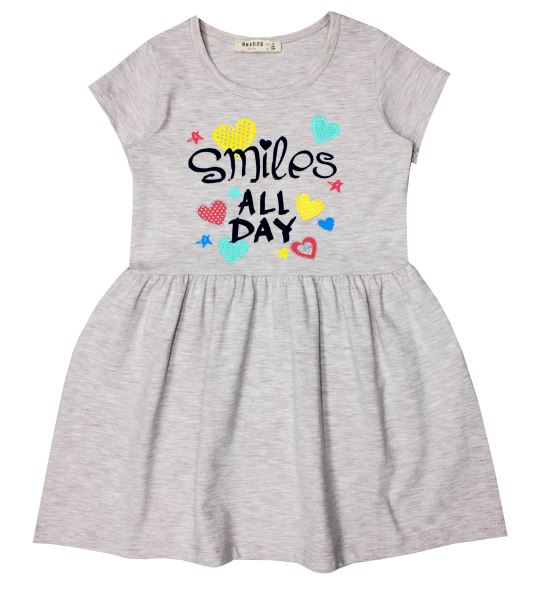 Платье "Smiles All Day" 12457  р. 128 с коротким рукавом цвет: серый Турция - Челябинск 