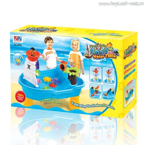 Стол 8808 для игр с песком и водой Hualian Toys "Пиратский корабль" (сборный, 60х38х28 см, 19 дет) Р - Волгоград 