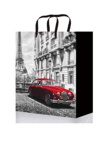 Пакет подарочный ПКП-6334 Красная машина в Париже 18х23х8см - Альметьевск 