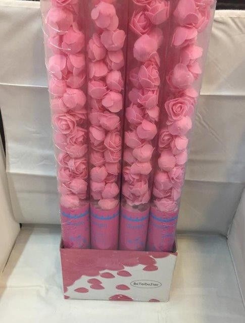 Хлопушка "Розовые" безопасная 60см с лепестками роз - Магнитогорск 