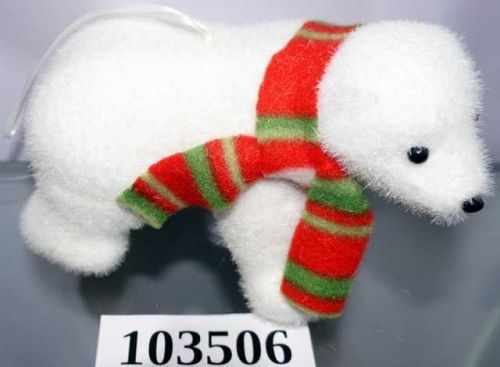 Подвеска-фигурка "Белый медведь" 103506и в полосатом шарфе 504100 - Ижевск 