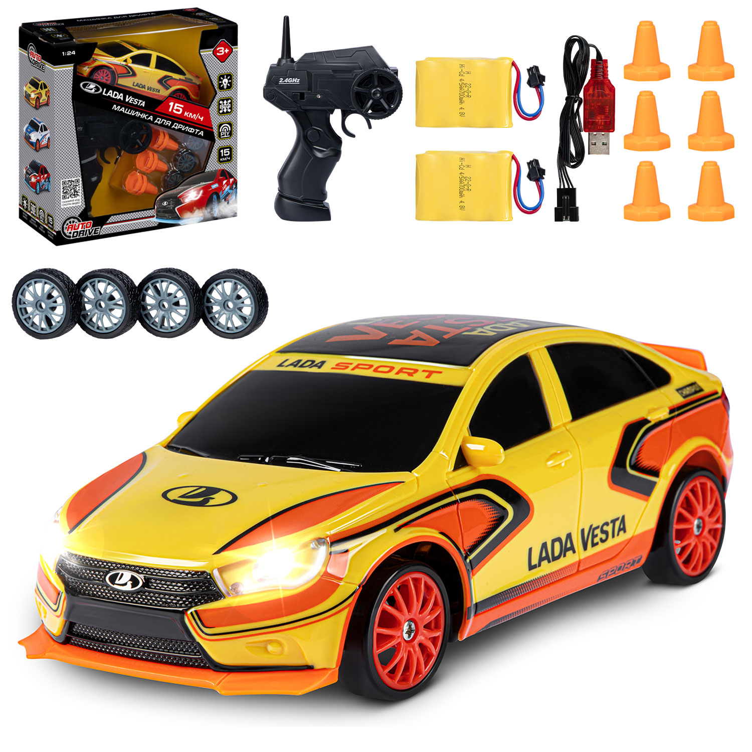 Машина JB0404802 для дрифта Lada Vesta М 1:24 на радиоуправлении USB с аккумулятором AUTODRIVE - Йошкар-Ола 