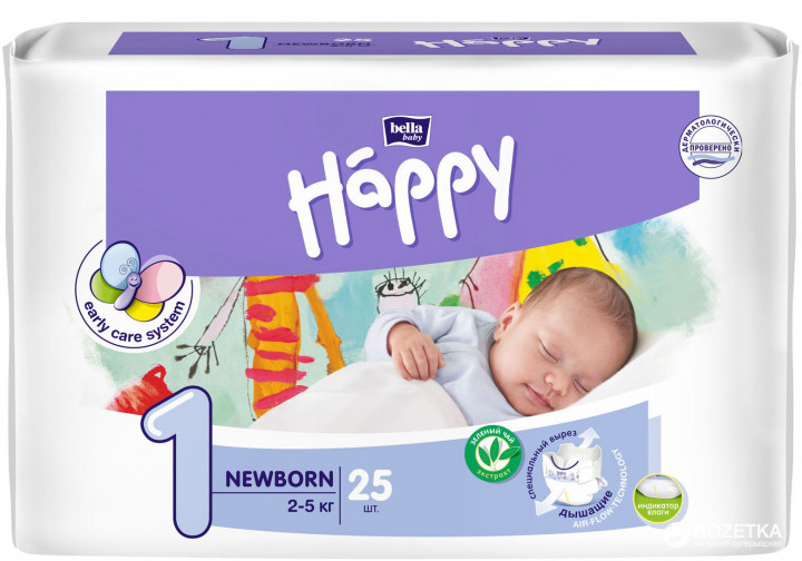 Подгузники для детей "bella baby Happy" Newborn 25шт BB--054-NB25-006 - Альметьевск 