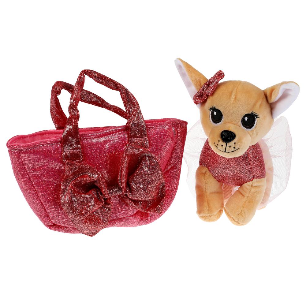 Мягкая игрушка CT-AD230018-19 Собачка с бантом в сумочке ТМ Мой Питомец