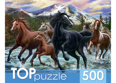 Пазлы 500эл Табун лошадей в горах ХТП500-6812 Рыжий кот - Магнитогорск 