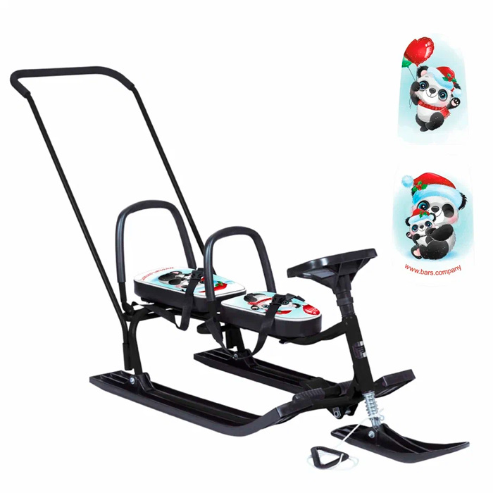 Снегокат 505 высокий SNOWKAT TWINS BABY PUSH для двоих, с 2 скл. спинк. П-обр толкатель - Омск 