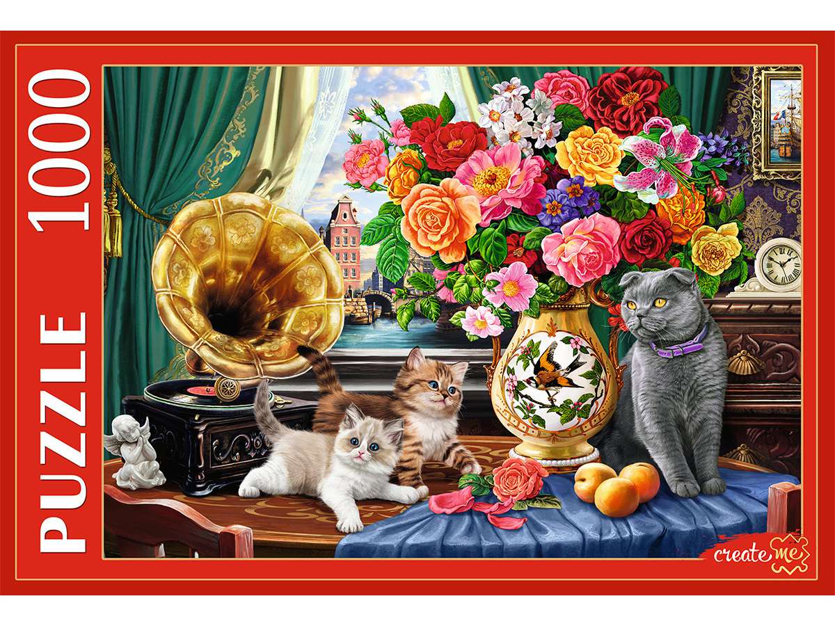 Пазл 1000 элементов Ф1000-0049 Котики и голландский натюрморт Рыжий кот - Йошкар-Ола 