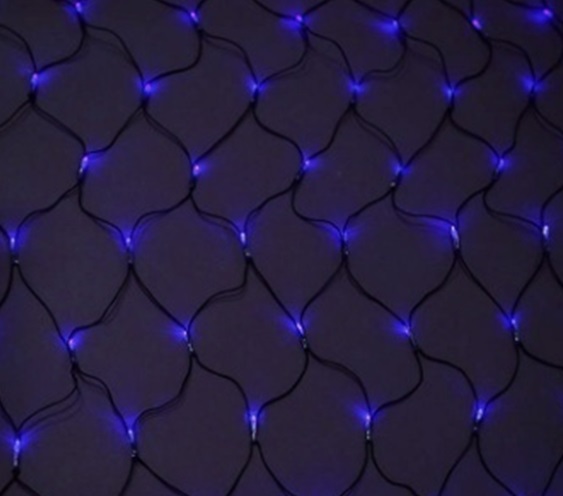 Электрическая гирлянда 039 "Сетка" синий свет LED размер 1,8*1,8м (дом) - Оренбург 