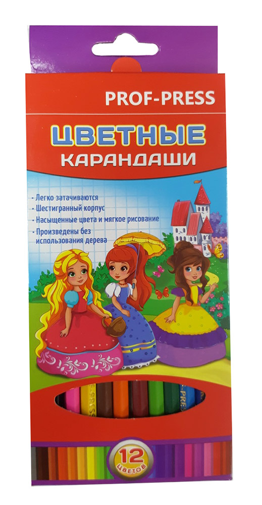 Карандаши КЦ-3264 цветные 12цв Милые куклы Проф-Пресс
