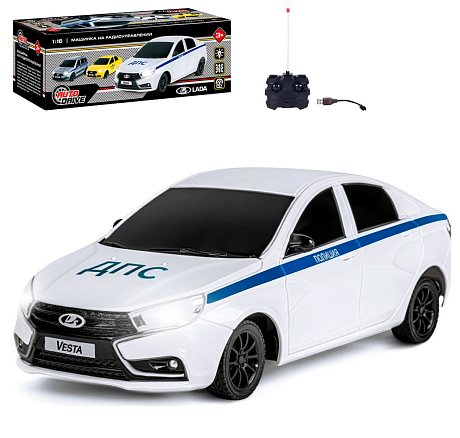 Машина JB0404724 Lada Vesta Полиция на радиоуправлении USB белый аккум М1:16 ТМ Autodrive - Заинск 