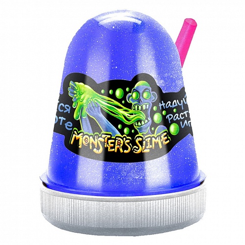 Слайм 130гр SL010 Синий светится в темноте Monsters Slime Kiki - Ижевск 