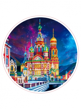 Алмазная мозайка YKH40 круглая 24см Санкт-Петербург с разными камнями Рыжий Кот - Альметьевск 