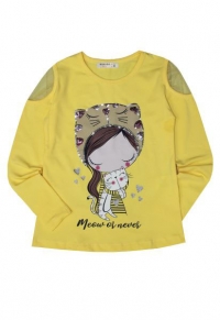 Лонгслив для девочек "Meow of never" 12617  р. 98 Турция - Йошкар-Ола 