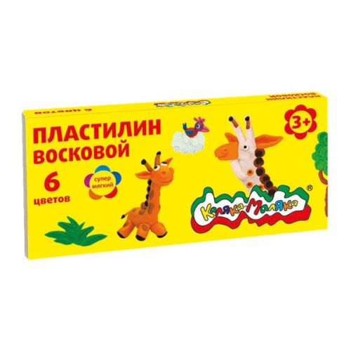 Пластилин ПВКМ06 восковой 6цв 90г стек 3+ каляка-маляка - Уральск 