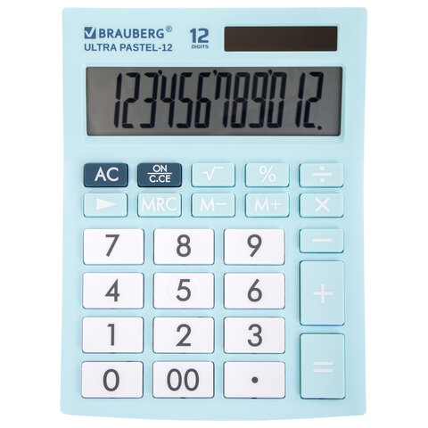 Калькулятор Ultra Pastel-12-LB голубой 12 разрядный Brauberg - Нижнекамск 