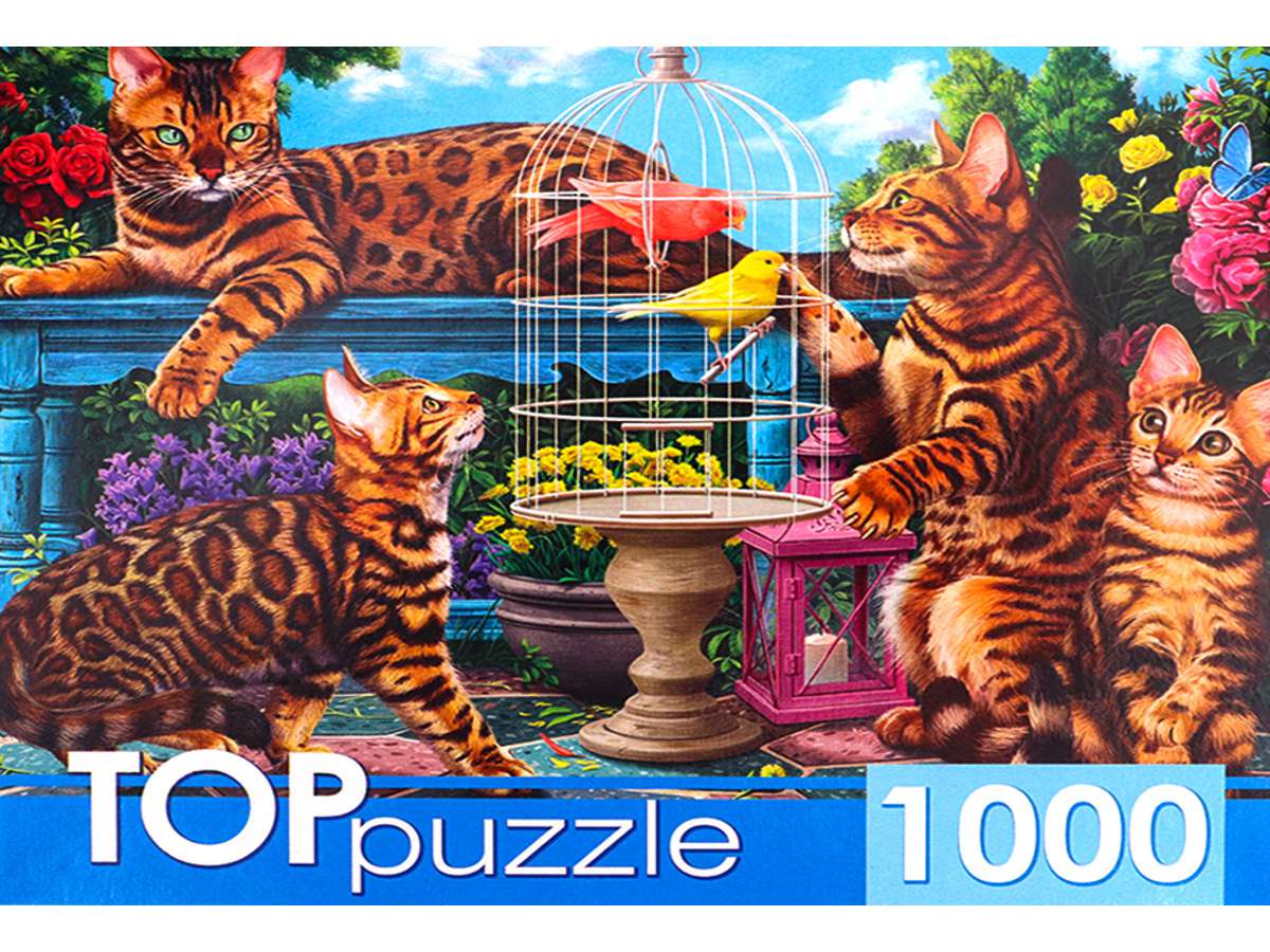 Пазл 1000 элементов Бенгальские коты в саду ХТП1000-4143 TOPpuzle Рыжий кот - Заинск 