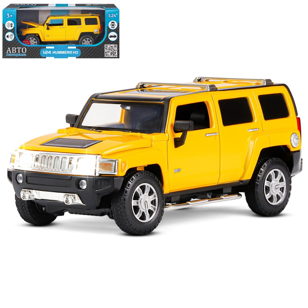 Машина JB1251127 Hummer H3 металл 1:24 желтый свет, звук ТМ Автопанорама - Набережные Челны 
