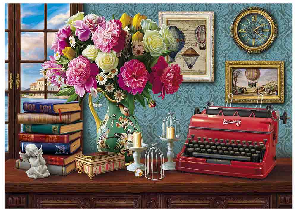 Алмазная мозаика ACD5030 Натюрморт с цветами и печатной машинкой 40х50см 34 цв Рыжий кот - Нижний Новгород 