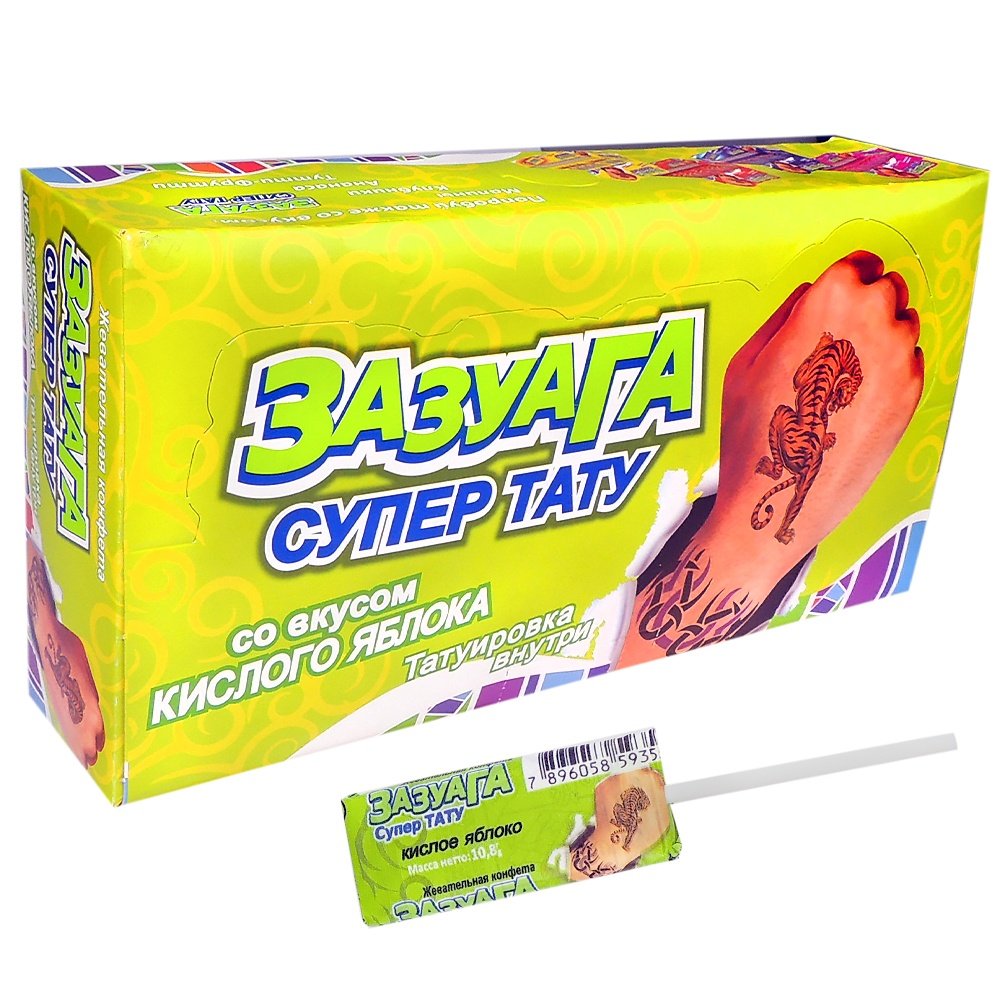 МД Жевательная конфета Зазуага на палочке с тату со вкусом ананаса 10,8гр - Пенза 