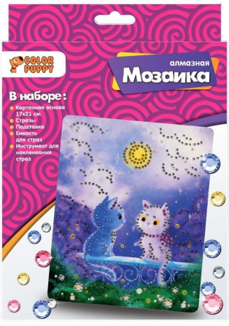 Алмазная мозаика 70017 Котята в лунном свете 17*21см ТМ Color Puppy - Чебоксары 