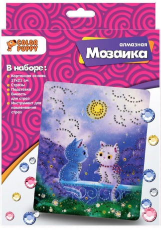 Алмазная мозаика 70017 Котята в лунном свете 17*21см ТМ Color Puppy - Магнитогорск 