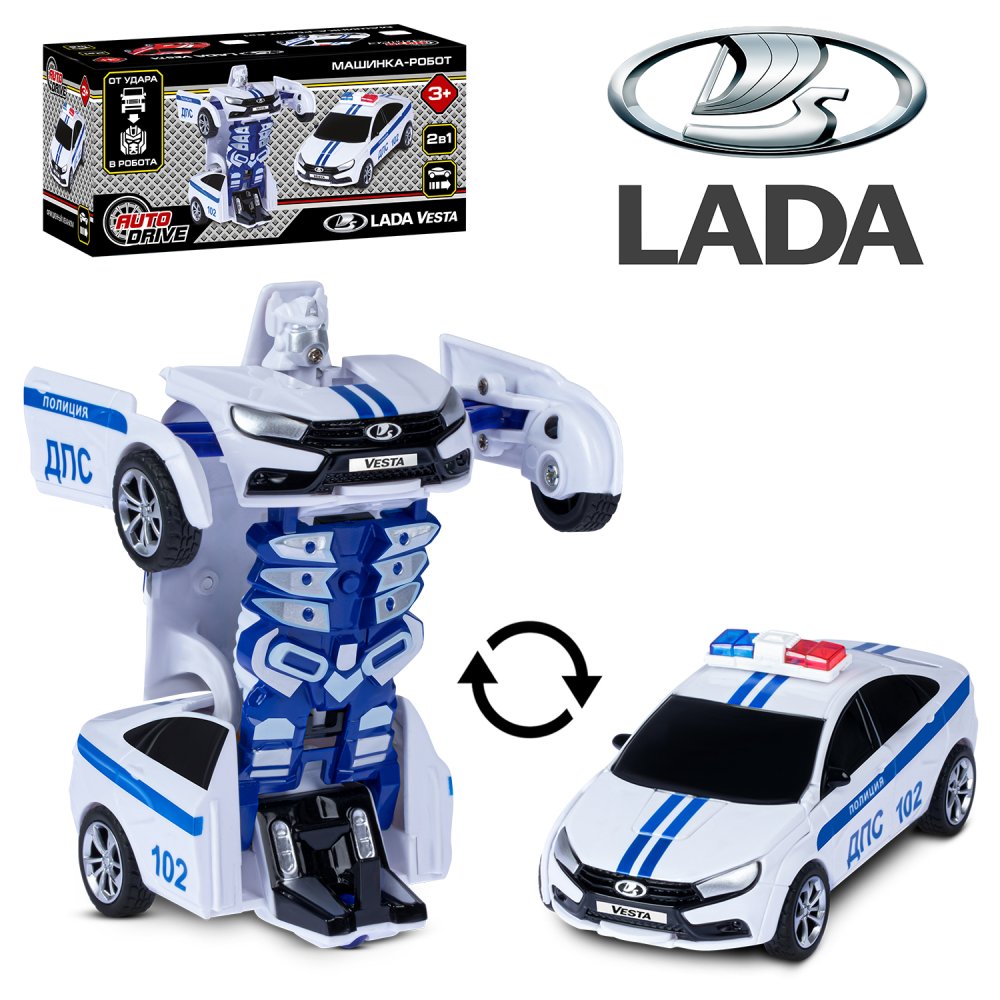 Машина JB0404769 Lada Vesta машина-робот 13см белая ТМ Autodrive - Чебоксары 