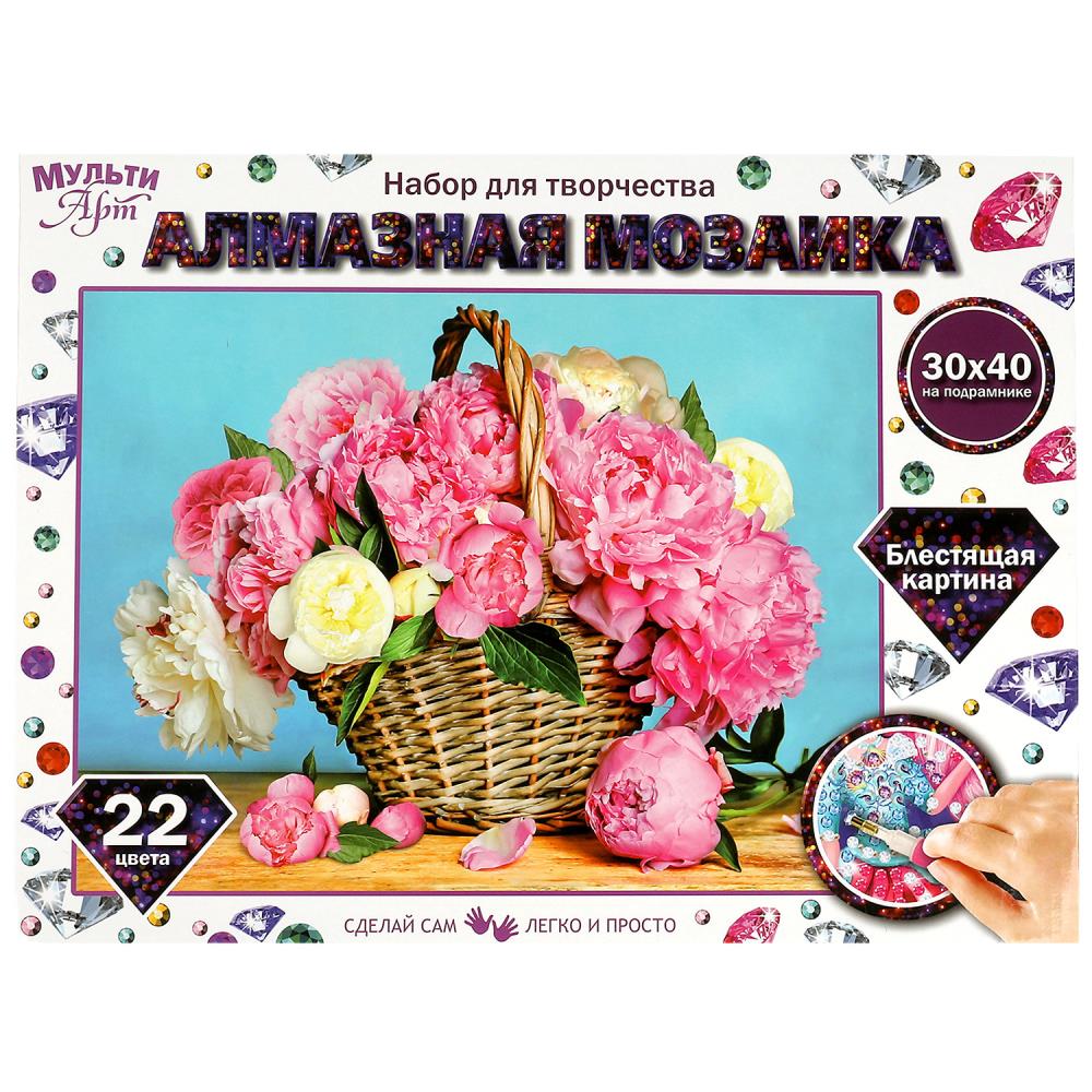 Алмазная мозайка AM30X40-MULTI39 Пионы 30*40см ТМ Мульти Арт 357300 - Екатеринбург 