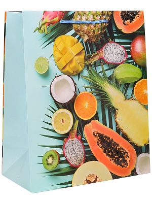 Пакет подарочный ППК-7468 Тропические фрукты 32х44х10см - Чебоксары 