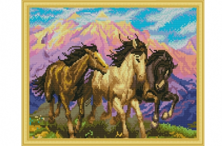Алмазная мозаика AS4006 Три лошади блест 40х50см 29цв - Томск 