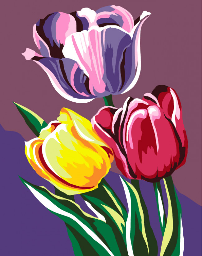 Картина Тюльпаны рисование по номерам 20*16см КН2015007