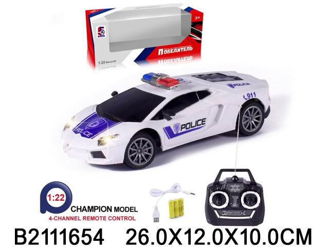 Машина 5A-392EU полицейская на радиоуправлении с аккумулятором и USB переходник в коробке 205103 - Уральск 