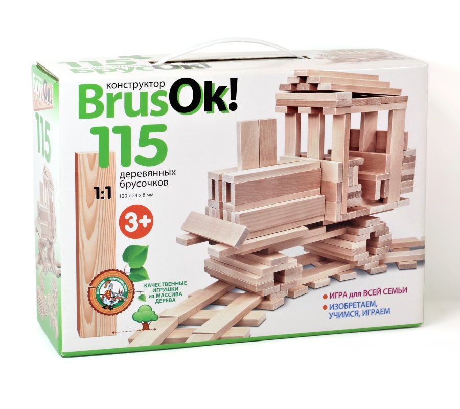 Конструктор деревянный BrusOk 115 элементов ТМ Десятое Королевство - Нижнекамск 