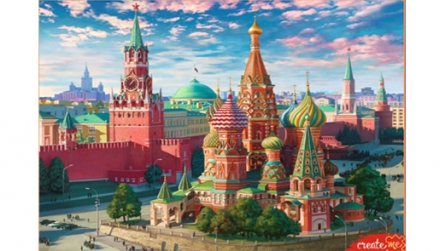 Холст Х-8229 с красками 30*40см по номерам Москва.Красная площадь  Рыжий кот - Чебоксары 