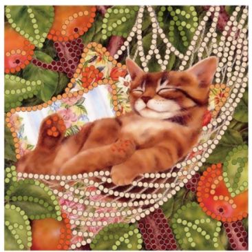 Вышивание бисером BL109 "Спящий рыжий котенок" 15*15см Рыжий кот - Саранск 