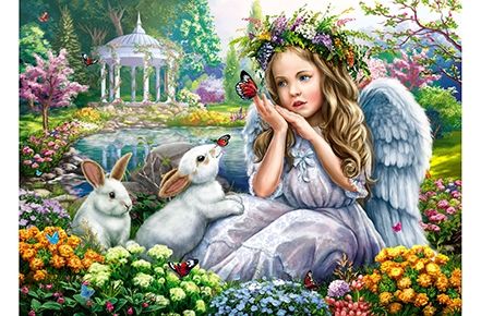 Алмазная мозаика ST917 "Ангелок и кролики " 31цв 30*40см Рыжий кот - Альметьевск 