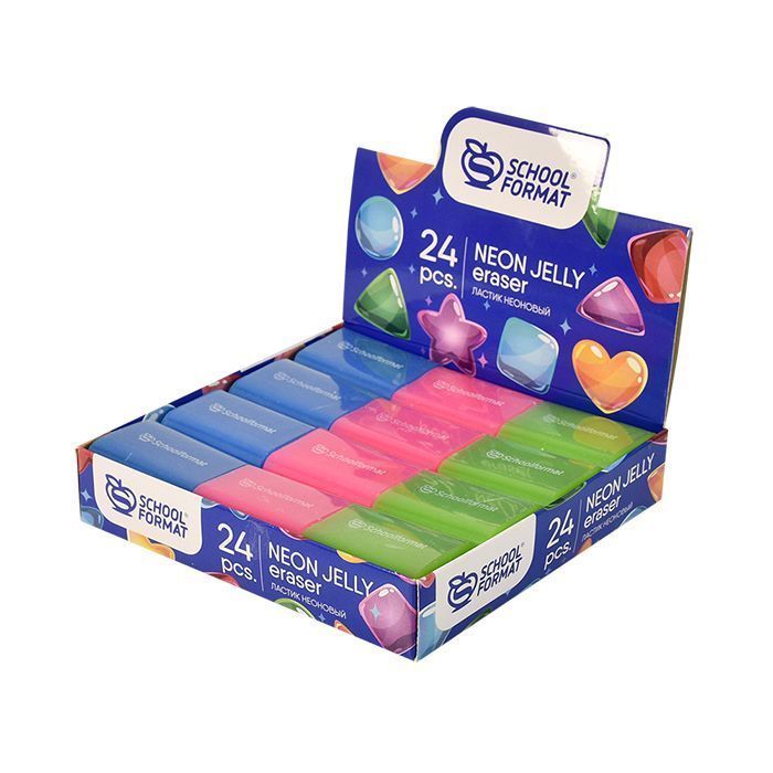Ластик Neon Jelly ЛСТ-НЖ резина 35х45х15мм прямоугольная Schoolformat - Ульяновск 