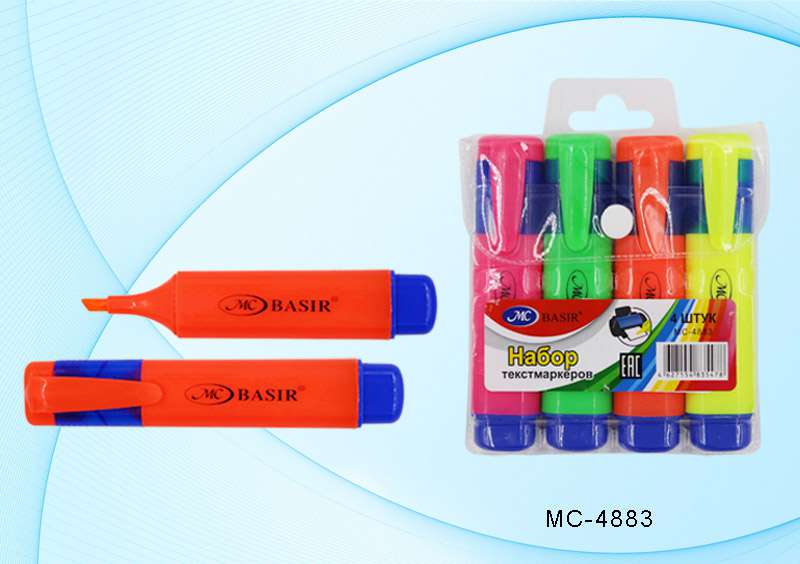 Набор текстмаркеров МС-4883 флуоресцентные с синей вставкой - Саранск 
