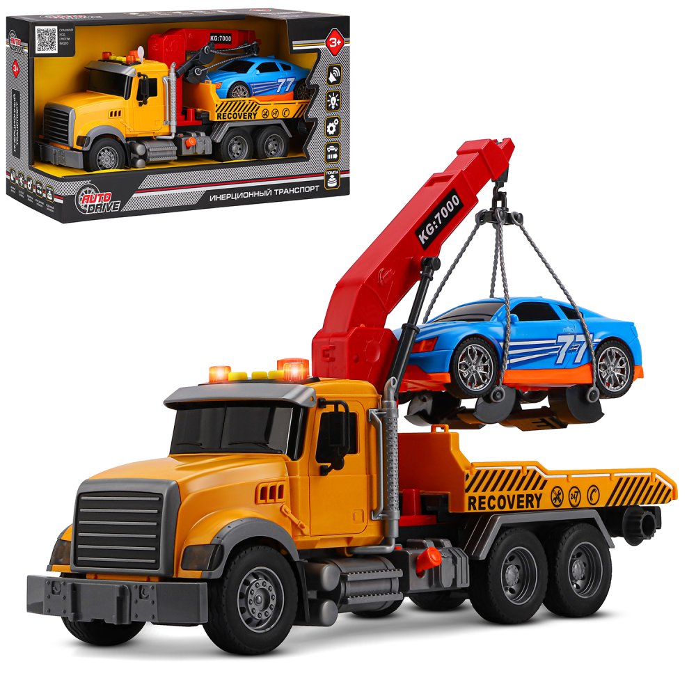 Машина JB0404178 Эвакуатор с машинкой на батарейках в коробке AUTODRIVE - Нижнекамск 
