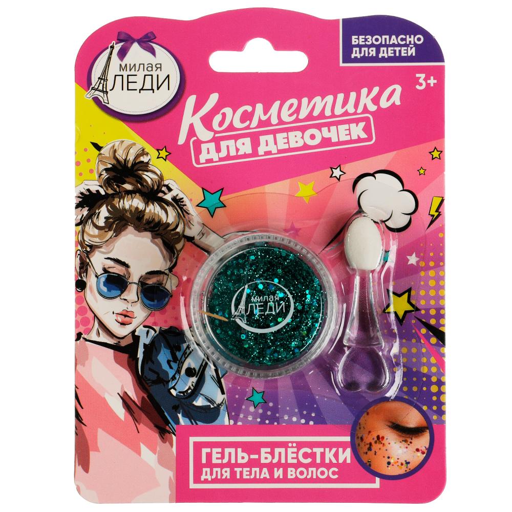 Косметика 75859-ML Гель-блестки для тела и волос зеленый Милая леди - Саранск 