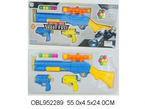 Пистолет 6000-1 с мягкими пулями 2шт с присосками и шарами в коробке OBL952289 - Омск 