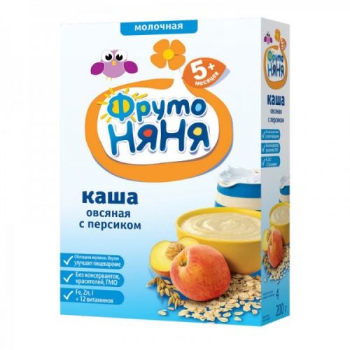Фрутоняня Каша 200 молочная овсяная с персиком 5 мес - Саранск 