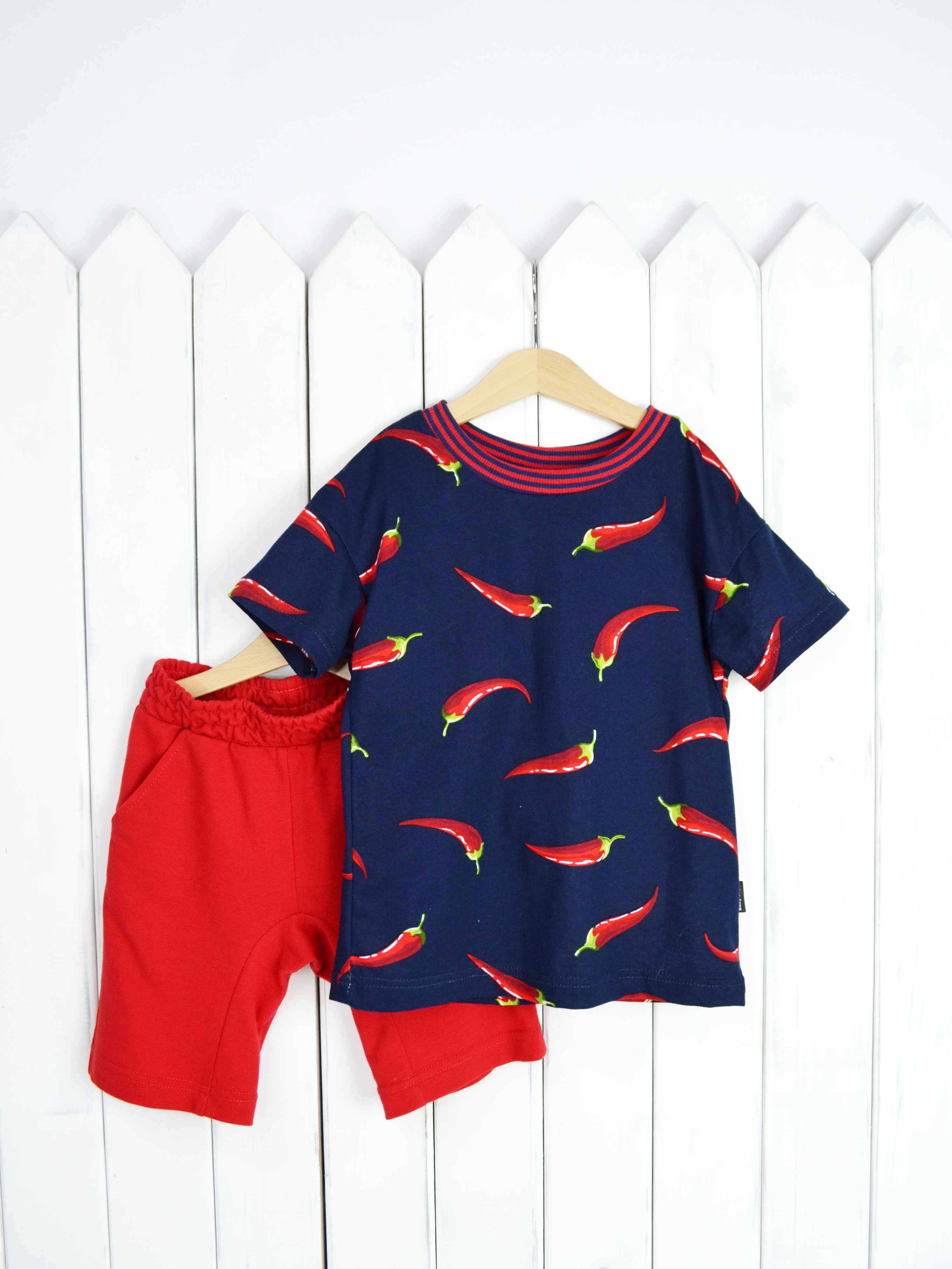 КД354/1-К Комплект детский р.104 Крутые перцы футболка+шорты/красное пике Бэби Бум