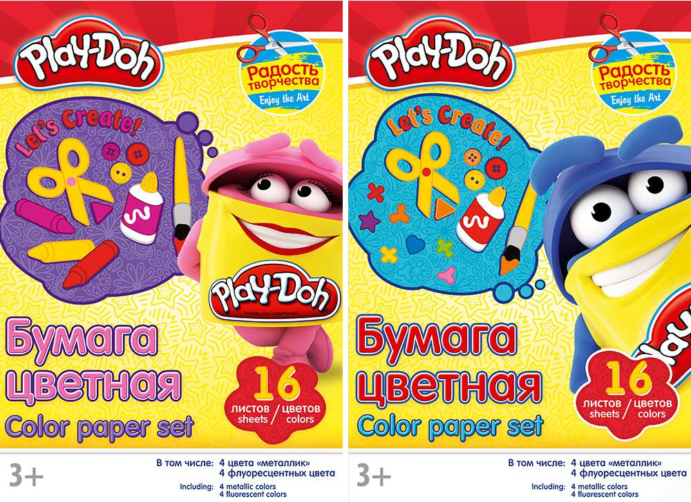 Бумага цветная 16цв 16л (4мет4флю) А4 PD1/2-EAC Play-Doh - Бугульма 
