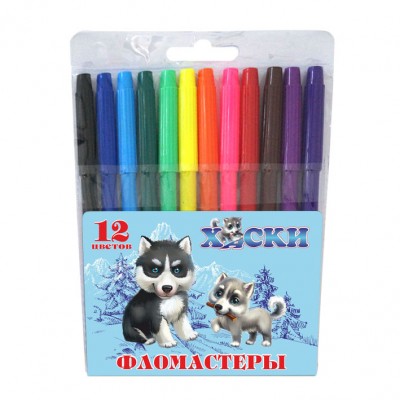 Фломастеры 828H-12 "Хаски" 12 цветов ПВХ - Уральск 