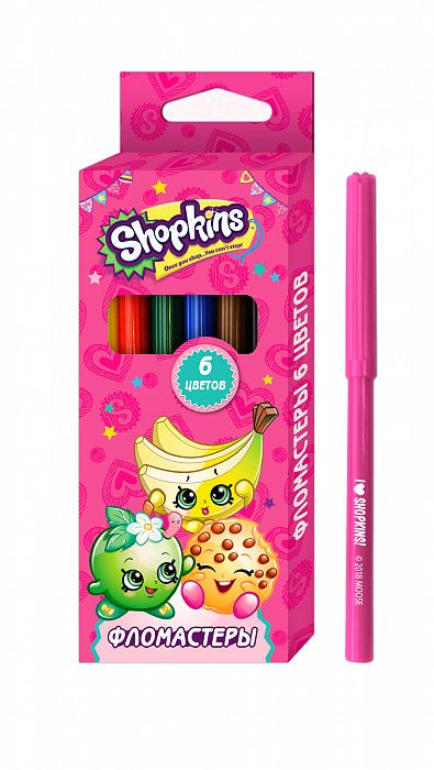 Фломастеры 6 цветов 34101 Шопкинс тм Shopkins Росмэн - Йошкар-Ола 