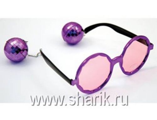 Очки 1501-1295 "Диско" с подвеской шары розовые серебро  /Р/ - Заинск 