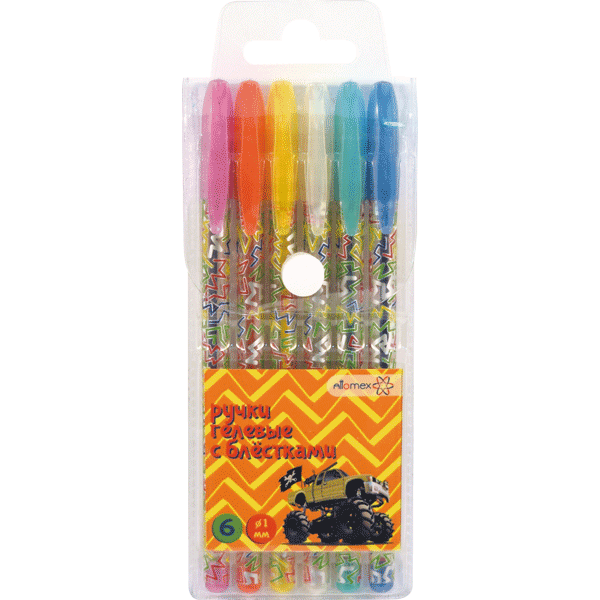 Ручка гелевая 5051652 Attomex Monster Truck набор 06 цветов с блестками 1мм - Чебоксары 